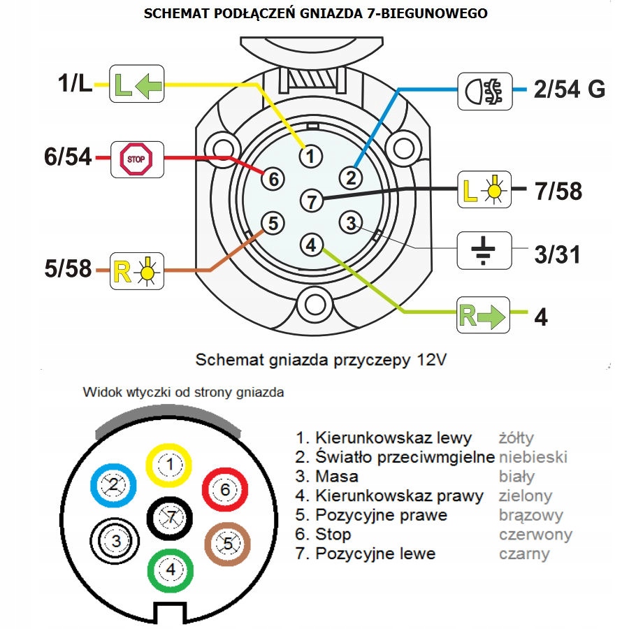 Распиновка розетки фаркопа 7