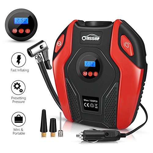 Oasser Air Compressor Tire Inflator Pump Electric Portable Air Infaltor with Digital LCD LED Light Auto Tire Pump 12V DC 150 PSI for Car Truck Bicycle RV and Other Inflatables P6