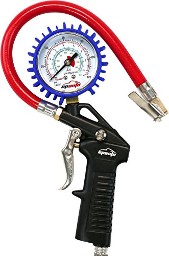 EPAUTO Heavy Duty 120 PSI Tire Inflator Gauge with Hose and Quick Connect Plug