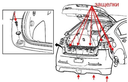the scheme of fastening the rear bumper of the Chevrolet Volt