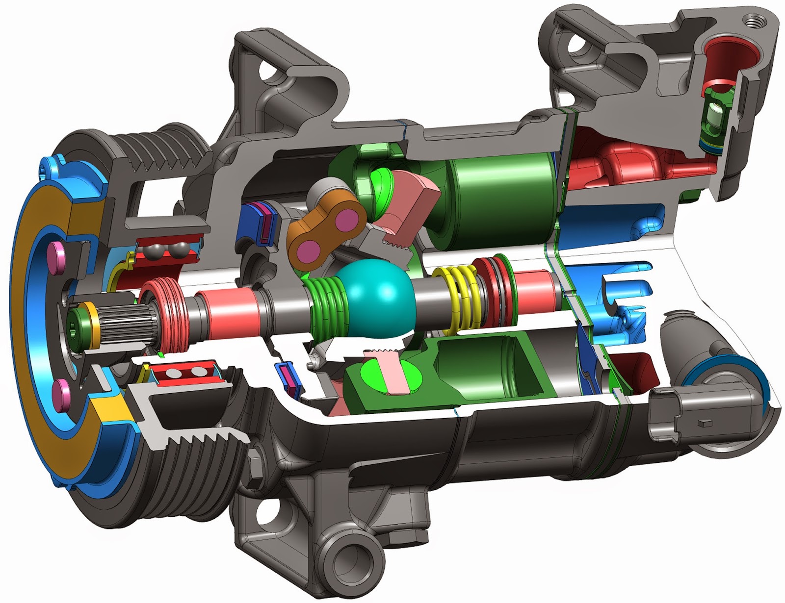 Компрессор кондиционера авто в разрезе