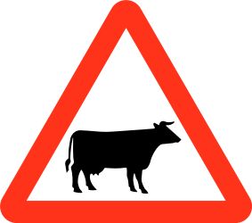 Traffic sign of Bangladesh: Warning for cattle on the road