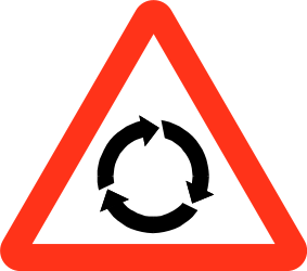 Traffic sign of Bangladesh: Warning for a roundabout