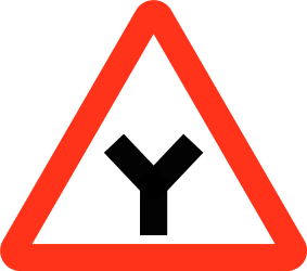 Traffic sign of Bangladesh: Warning for an uncontrolled Y-crossroad