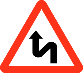 Traffic sign of Bangladesh: Warning for a double curve, first left then right