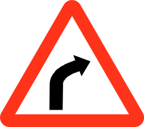 Traffic sign of Bangladesh: Warning for a curve to the right
