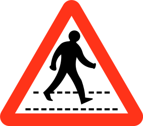 Traffic sign of Bangladesh: Warning for a crossing for pedestrians