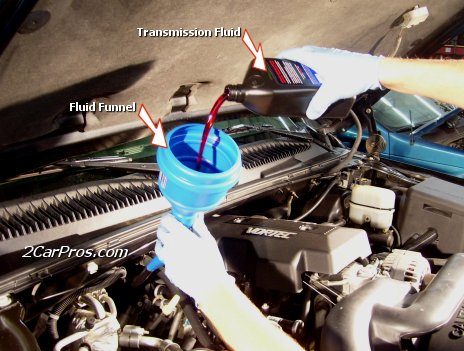 Adding Transmission Fluid Using a Funnel