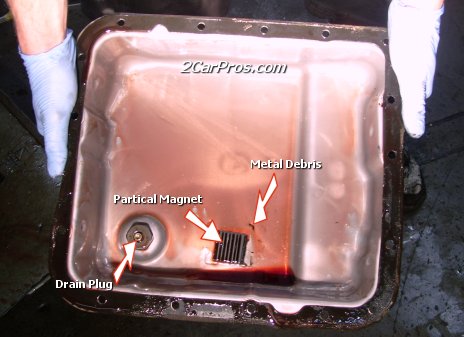 Inspecting Transmission Pan For Metal chips and Clutch Material